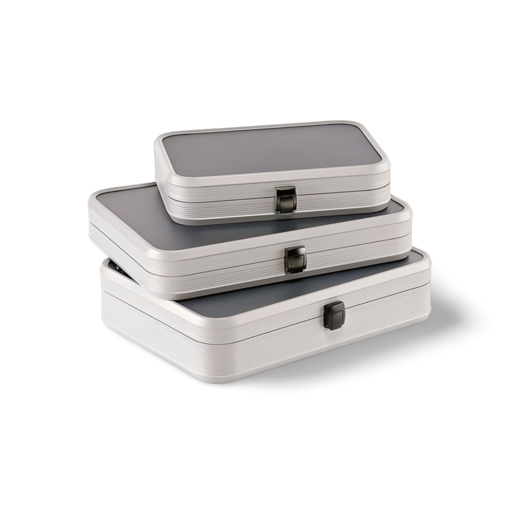 Kompakte Aluminium-Etuis für sichere Präsentation kleiner Produkte